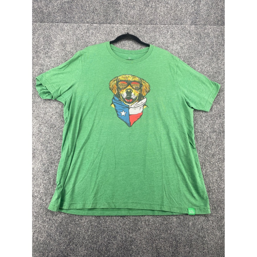 Wild Tribute Texas Golden Retriever Dog T-Shirt Mens XXL Green Graphic Tee Shirt
